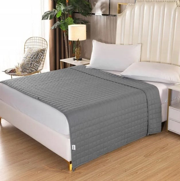 Patura grea, Zola®, 150x200cm, pentru terapie, 6 kg, umplutura poliester si margele de sticla, un somn mai profund si mai odihnitor,gri Patura grea, Zola®, 150x200cm, pentru terapie, 6 kg, umplutura poliester si margele de sticla, un somn mai profund si mai odihnitor,gri